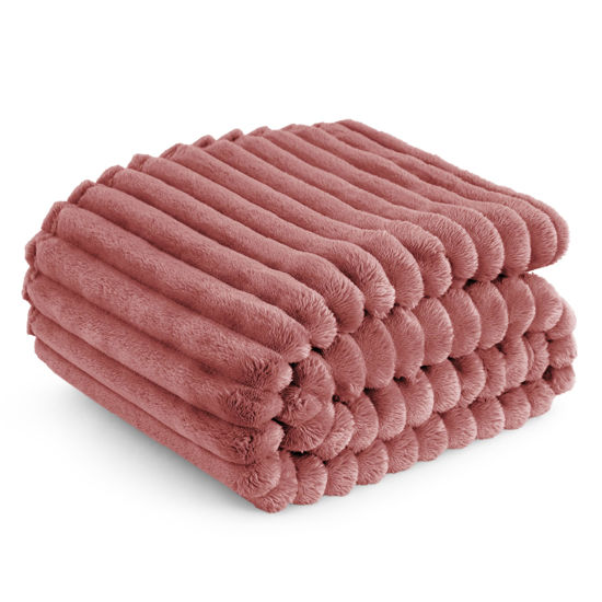 Picture of Bedsure Brick Dust Fleece Blanket for Couch - Super Soft Cozy Blankets for Women, Cute Small Throws for Girls, 50x70 Inches