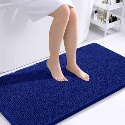 Picture of OLANLY Bathroom Rugs 44x24, Extra Soft Absorbent Chenille Bath Rugs, Rubber Backing Quick Dry, Machine Washable Bath Mats for Bathroom Floor, Tub and Shower, Home Decor Accessories, Royal Blue