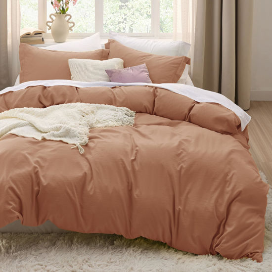 Picture of Bedsure Taupe Duvet Cover Queen Size - 3 Pieces Prewashed Extra Soft Bedding Set, Includes 1 Duvet Cover 90x90 Inches with Zipper Closure & 2 Pillow Shams, Comforter Not Included