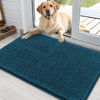 Picture of OLANLY Dog Door Mat for Muddy Paws 36x24, Absorbs Moisture and Dirt, Absorbent Non-Slip Washable Doormat, Quick Dry Chenille Mud Mat, Entry Indoor Entryway Carpet for Inside Floor, Atlantic Blue