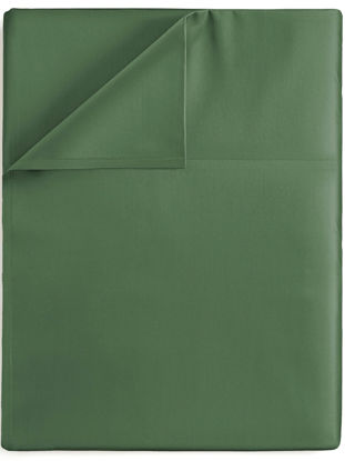 Picture of Full Size Flat Bed Sheet - Hotel Luxury Single Flat Sheet Only - Wrinkle Free & Fade Resistant Flat Sheet - Extra Soft, Breathable Bedding for Women, Men, Kids & Teens - Emerald Green Flat Sheet Only