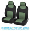 Picture of BDK PolyPro Car Seat Covers Full Set in Green on Black, Front and Rear Split Bench Seat Covers for Cars, Easy to Install Car Seat Cover Set, Car Accessories for Auto Trucks Van SUV - Green