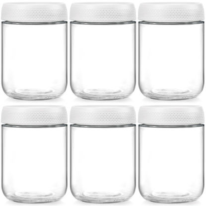 Picture of NETANY 6-pack 16oz Glass jars with Airtight Lids, Overnight Oats Containers with Lids, Wide mouth Mason Salad jars, Glass Food Storage Containers for Snacks Yogurt Spice Sugar-White