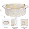 Picture of ABenkle Small Woven Basket, 12"x 8" x 5" Cute Small Basket, Rope Room Shelf Storage Basket, Cat Dog Toys Basket Chest Box, Empty Decorative Gift Basket with Handles - Colorful Thread