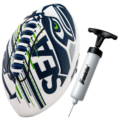 Picture of Franklin Sports NFL Seattle Seahawks Football - Youth Mini Football - 8.5" Football- SPACELACE Easy Grip Texture- Perfect for Kids !