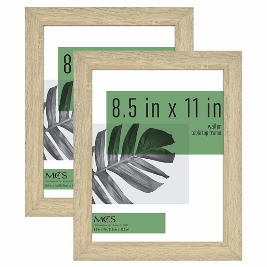 Picture of MCS Studio Gallery 8.5x11 Picture Frame Natural Woodgrain, Rectangle Photo Frame for Photos, Posters & Art Prints & Easel for Tapletop Display (2-Pack)