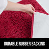 Picture of Gorilla Grip Plush Absorbent Shaggy Chenille Bath Rug Mat for Toilet Base with Rubber Backing, Machine Washable, Microfiber Bathroom Contour Mats for Toilets, Bath Room Decor, Square, 22.5x19.5, Red