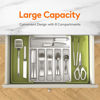 Picture of Lifewit Silverware Drawer Organizer, Expandable Utensil Tray for Kitchen, BPA Free Flatware and Cutlery Holder, Adjustable Plastic Storage for Spoons Forks Knives, Large, Green&White