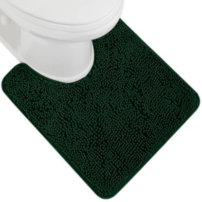 Picture of Gorilla Grip Plush Absorbent Shaggy Chenille Bath Rug Mat for Toilet Base with Rubber Backing, Machine Washable, Microfiber Bathroom Contour Mats for Toilets, Bath Room Decor, Oval, 22.5x19.5, Hunter