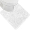 Picture of Gorilla Grip Plush Absorbent Shaggy Chenille Bath Rug Mat for Toilet Base with Rubber Backing, Machine Washable, Microfiber Bathroom Contour Mats for Toilets, Bath Room Decor, Oval, 22.5x19.5, White