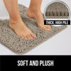 Picture of Gorilla Grip Shaggy Chenille Bath Rug Mat for Toilet Base, Machine Washable, Microfiber Dries Quickly, Plush Absorbent Contour Mats for Toilets, Bathroom Decor, Oval U-Shape, 22'' x 19'' x 15'', Latte