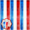 Picture of Voircoloria 3 Pack 3.3 x 8.2 ft Red White and Blue Foil Fringe Backdrop Curtains, Tinsel Streamers Party Decorations, Fringe Backdrop for Patriotic, Memorial Day, 4th of July, Independence Day