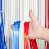 Picture of Voircoloria 3 Pack 3.3 x 8.2 ft Red White and Blue Foil Fringe Backdrop Curtains, Tinsel Streamers Party Decorations, Fringe Backdrop for Patriotic, Memorial Day, 4th of July, Independence Day