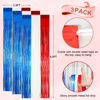 Picture of Voircoloria 3 Pack 3.3 x 8.2 ft Red White and Blue Foil Fringe Backdrop Curtains, Tinsel Streamers Party Decorations, Fringe Backdrop for Patriotic, Memorial Day, 4th of July, Independence Day