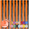 Picture of Voircoloria 3 Pack 3.3x8.2 Feet Black and Orange Foil Fringe Backdrop Curtains, Tinsel Streamers Birthday Party Decorations, Fringe Backdrop for Graduation, Baby Shower, Gender Reveal, Disco Party