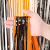 Picture of Voircoloria 3 Pack 3.3x8.2 Feet Black and Orange Foil Fringe Backdrop Curtains, Tinsel Streamers Birthday Party Decorations, Fringe Backdrop for Graduation, Baby Shower, Gender Reveal, Disco Party