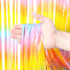 Picture of Voircoloria 3 Pack 3.3 x 8.2 ft Pastel Rainbow Foil Fringe Backdrop Curtains, Tinsel Streamers Birthday Party Decorations, Fringe Backdrop for Graduation, Baby Shower, Gender Reveal, Disco Party