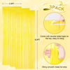 Picture of Voircoloria 3 Pack 3.3 x 8.2 ft Pastel Yellow Foil Fringe Backdrop Curtains, Tinsel Streamers Birthday Party Decorations, Fringe Backdrop for Graduation, Baby Shower, Gender Reveal, Disco Party
