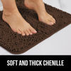 Picture of Gorilla Grip Bath Rug Mat 48x17, Thick Soft Absorbent Chenille, Rubber Backing Quick Dry Microfiber Mats, Machine Washable Rugs for Shower Floor, Bathroom Runner Bathmat Accessories Decor, Brown
