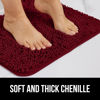 Picture of Gorilla Grip Bath Rug Mat 48x17, Thick Soft Absorbent Chenille, Rubber Backing Quick Dry Microfiber Mats, Machine Washable Rugs for Shower Floor, Bathroom Runner Bathmat Accessories Decor, Burgundy