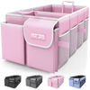 Picture of HOTOR Trunk Organizer for Car - Car Organizer, Foldable Trunk organizer for SUVs & Sedans, Sturdy Car Organization for Car Accessories, Tools, Sundries, Pink, 2 Compartments, 21.3"×12.6"×10.6"