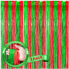 Picture of Voircoloria 3 Pack 3.3x8.2 Feet Red and Green Foil Fringe Backdrop Curtains, Tinsel Streamers Birthday Party Decorations, Fringe Backdrop for Graduation, Baby Shower, Gender Reveal, Disco Party