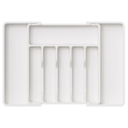 Picture of Lifewit Silverware Drawer Organizer, Expandable Utensil Tray for Kitchen, BPA Free Flatware and Cutlery Holder, Adjustable Plastic Storage for Spoons Forks Knives, Large, White