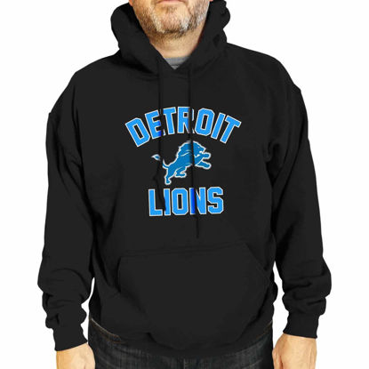Picture of Team Fan Apparel NFL Gameday Adult Hooded Sweatshirt, Pro Football Fleece Hoodie Pullover Sweatshirt (Detroit Lions - Black, Adult Large)