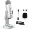 Picture of ZealSound USB Microphone,Condenser Computer PC Mic,Plug&Play Gaming Microphones for PS 4&5.Headphone Output&Volume Control,Mic Gain Control,Mute Button Vocal,YouTube Podcast on Mac&Windows(Silver)