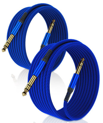 Picture of Elebase 1/4 Inch TRS Instrument Cable 10ft 2-Pack,Straight 6.35mm Male Jack Stereo Audio Interconnect Cord,6.35 mm Balanced Line for Electric Guitar,Bass,Keyboard,Mixer,Amplifier,Amp,Speaker,Equalizer