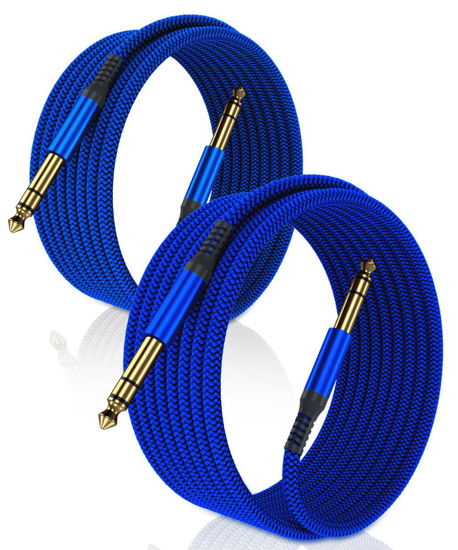 Picture of Elebase 1/4 Inch TRS Instrument Cable 10ft 2-Pack,Straight 6.35mm Male Jack Stereo Audio Interconnect Cord,6.35 mm Balanced Line for Electric Guitar,Bass,Keyboard,Mixer,Amplifier,Amp,Speaker,Equalizer