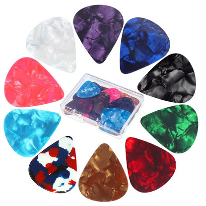 Picture of 30 PCS Guitar Picks, 3 Different Thickness Abstract Art Colorful Celluloid Guitar Pick Plectrums Stocking Stuffers For Bass, Electric, Acoustic Guitars Includes 0.46mm, 0.71mm, 0.96mm (Color Random)