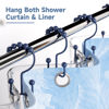 Picture of Titanker Shower Curtain Hooks Rings, Rust-Resistant Metal Double Glide Shower Hooks for Bathroom Shower Rods Curtains, Set of 12 Hooks - Navy Blue