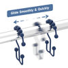 Picture of Titanker Shower Curtain Hooks Rings, Rust-Resistant Metal Double Glide Shower Hooks for Bathroom Shower Rods Curtains, Set of 12 Hooks - Navy Blue