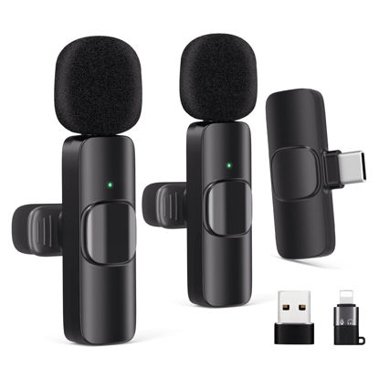 Picture of Gicorino Wireless Lavalier Microphone for Android/iPhone/Computer/Laptop, Wireless Mic for iPhone15 with Noise Reduction Chip, Mini Microphone for Recording Podcast YouTube, TikTok(2 Pack)
