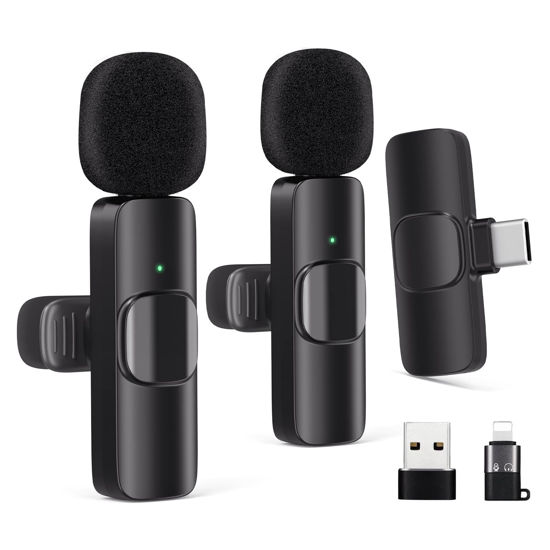 Picture of Gicorino Wireless Lavalier Microphone for Android/iPhone/Computer/Laptop, Wireless Mic for iPhone15 with Noise Reduction Chip, Mini Microphone for Recording Podcast YouTube, TikTok(2 Pack)