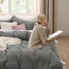 Picture of Bedsure Dark Grey Oversized Queen Duvet Cover - Soft Prewashed Oversized Queen Duvet Cover Set, 3 Pieces, 1 Duvet Cover 98x98 Inches with Zipper Closure and 2 Pillow Shams, Comforter Not Included