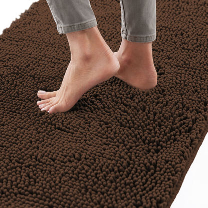 Picture of Gorilla Grip Bath Rug Mat 44x26, Thick Soft Absorbent Chenille, Rubber Backing Quick Dry Microfiber Mats, Machine Washable Rugs for Shower Floor, Bathroom Runner Bathmat Accessories Décor, Brown
