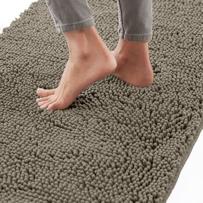 Picture of Gorilla Grip Bath Rug Mat 36x24, Thick Soft Absorbent Chenille, Rubber Backing Quick Dry Microfiber Mats, Machine Washable Rugs for Shower Floor, Bathroom Runner Bathmat Accessories Decor, Latte