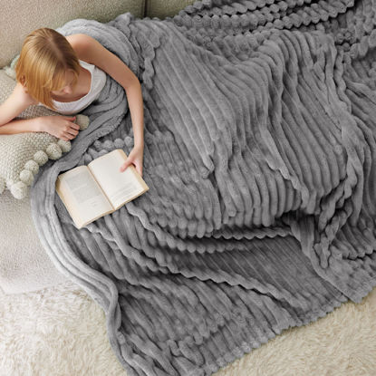 Picture of Bedsure Frost Gray Full Blanket for Bed - Super Soft Cozy Blankets for Women, Cute Large Throws for Girls, 84x90 Inches