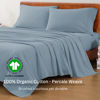 Picture of LANE LINEN 100% Organic Cotton Twin Bed Sheet Set, 3 Pc Twin Size Sheet Set, Soft & Breathable Twin Sheet Set Boys, Hotel Style Bedding Sheets & Pillowcases, 15" Deep Twin Fitted Sheet - French Blue