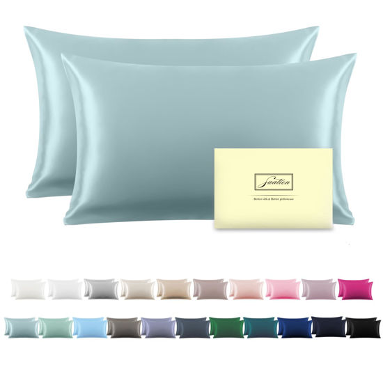 Picture of Silk Pillowcase for Hair and Skin,Soft,Breathable and Sliky 100% Silk Pillowcases King Set of 2,Both Sides Natural Mulberry Silk Pillow Cases with Hidden Zipper(King Size 20"X 36",2pcs)