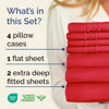 Picture of Extra Deep Split King Sheet Set - 7 Piece Breathable & Cooling Sheets - Hotel Luxury Bedding Set w/18-24 Inch Extra Deep Pockets - Easy Fit - Super Soft, Wrinkle Free & Comfy - Red, Split King Size