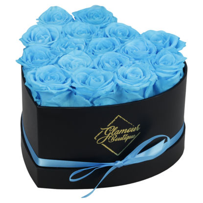Picture of GLAMOUR BOUTIQUE 16-Piece Flowers Forever Heart Shape Box - Preserved Roses, Immortal Roses That Last A Year - Rose Eternal Preserved Flowers for Delivery Prime Mothers Day & Valentines Day - Tiffany