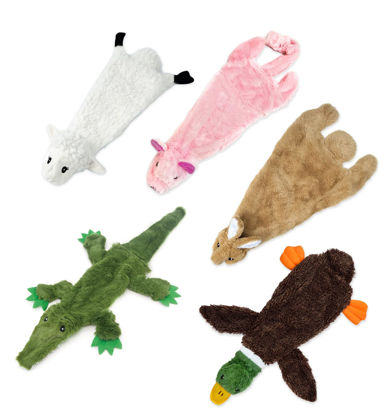 Picture of Best Pet Supplies 2-in-1 Stuffless Squeaky Dog Toys with Soft, Durable Fabric, No Stuffing for Indoor Play, Holds a Plastic Bottle - Large (Hare, Sheep, Cow, Pig, Penguin)