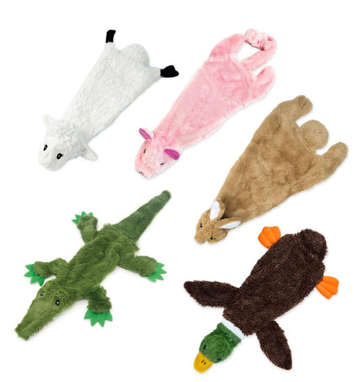 Picture of Best Pet Supplies 2-in-1 Stuffless Squeaky Dog Toys with Soft, Durable Fabric, No Stuffing for Indoor Play, Holds a Plastic Bottle - Large (Hare, Sheep, Cow, Pig, Penguin)
