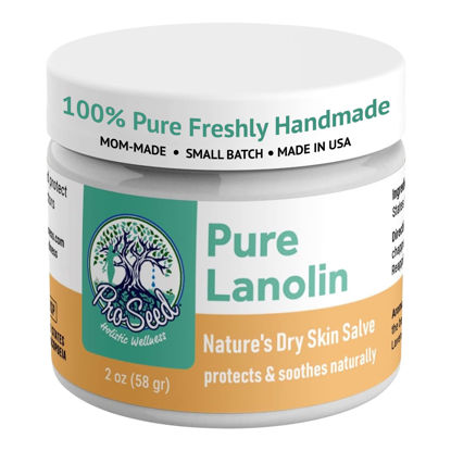 Picture of 100% Pure Lanolin Cream - Handmade, Unrefined Balm for Dry & Itchy Skin, Cracked Lips, Breastfeeding, Baby Care, Moisture-Rich, Nursing Essentials & Petroleum-Free, Perfect for Hands, Face & Paw Care