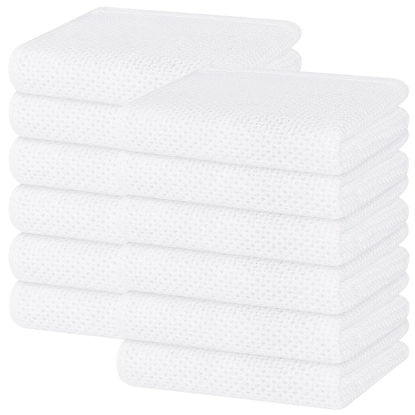 Picture of Homaxy 100% Cotton Waffle Weave Kitchen Dish Towels, Ultra Soft Absorbent Quick Drying Cleaning Towel, 13 x 28 Inches, 12-Pack, White