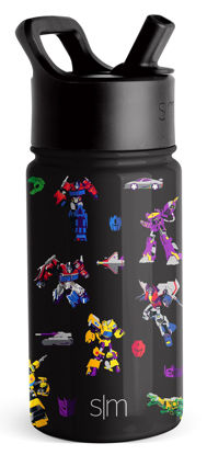 Picture of Simple Modern Transformers Kids Water Bottle with Straw Lid | Reusable Insulated Stainless Steel Cup for Toddlers, School | Summit Collection | 14oz, Transformer Block Nation