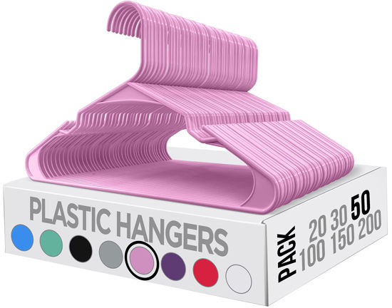 Picture of Utopia Home Clothes Hangers 50 Pack - Plastic Hangers Space Saving - Durable Coat Hanger with Shoulder Grooves (Pink)